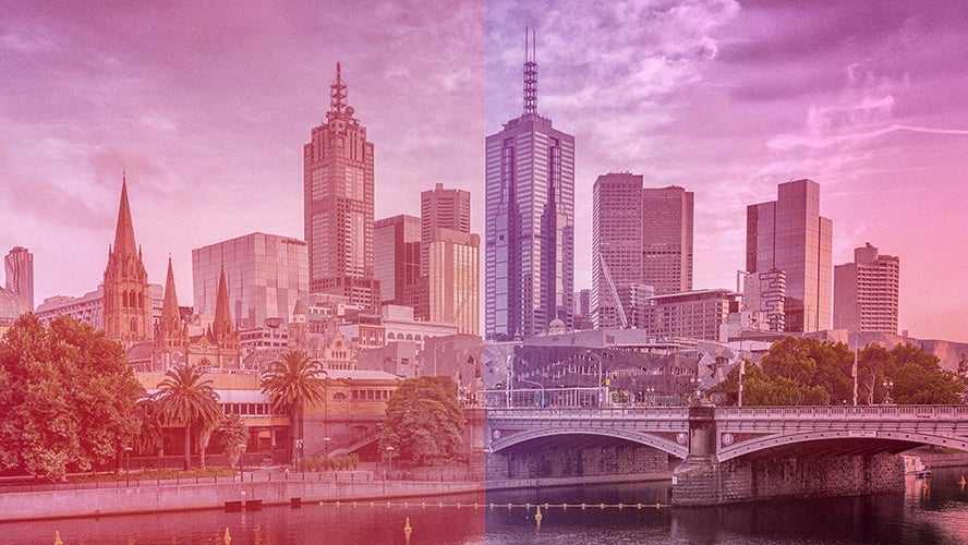 Mainz cityscape during the blue hour with the Dom
